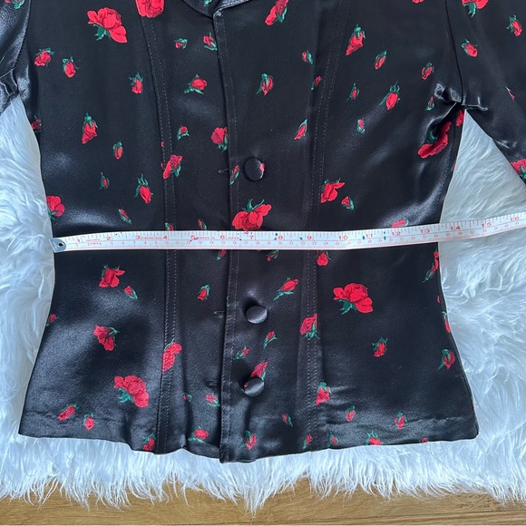 ⚡️FLASH SALE⚡️90s Vintage Betsey Johnson Floral Satin Blazer Jacket✨Small✨Roses - Picture 9 of 13